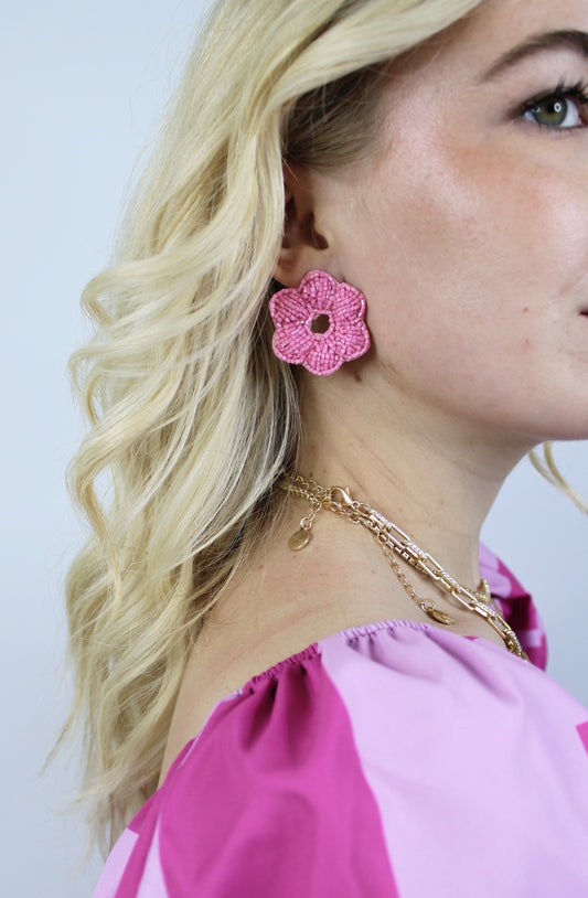 Flower Studs in Pink