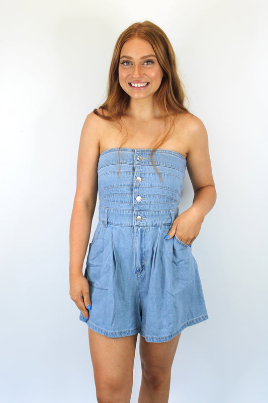 Day Party Denim Romper