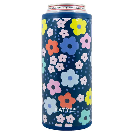 Navy Flower Can Cooler