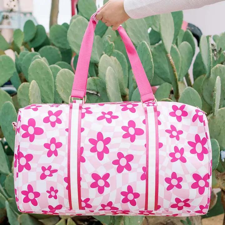 Groovy Checkered Pink Weekender Bag